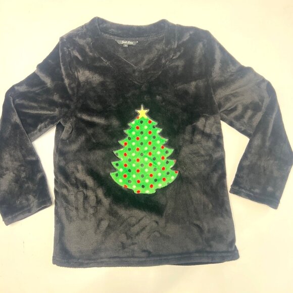 Vintage Just Love Christmas Tree Long Sleeve Velour Sweater Size S - Picture 1 of 7